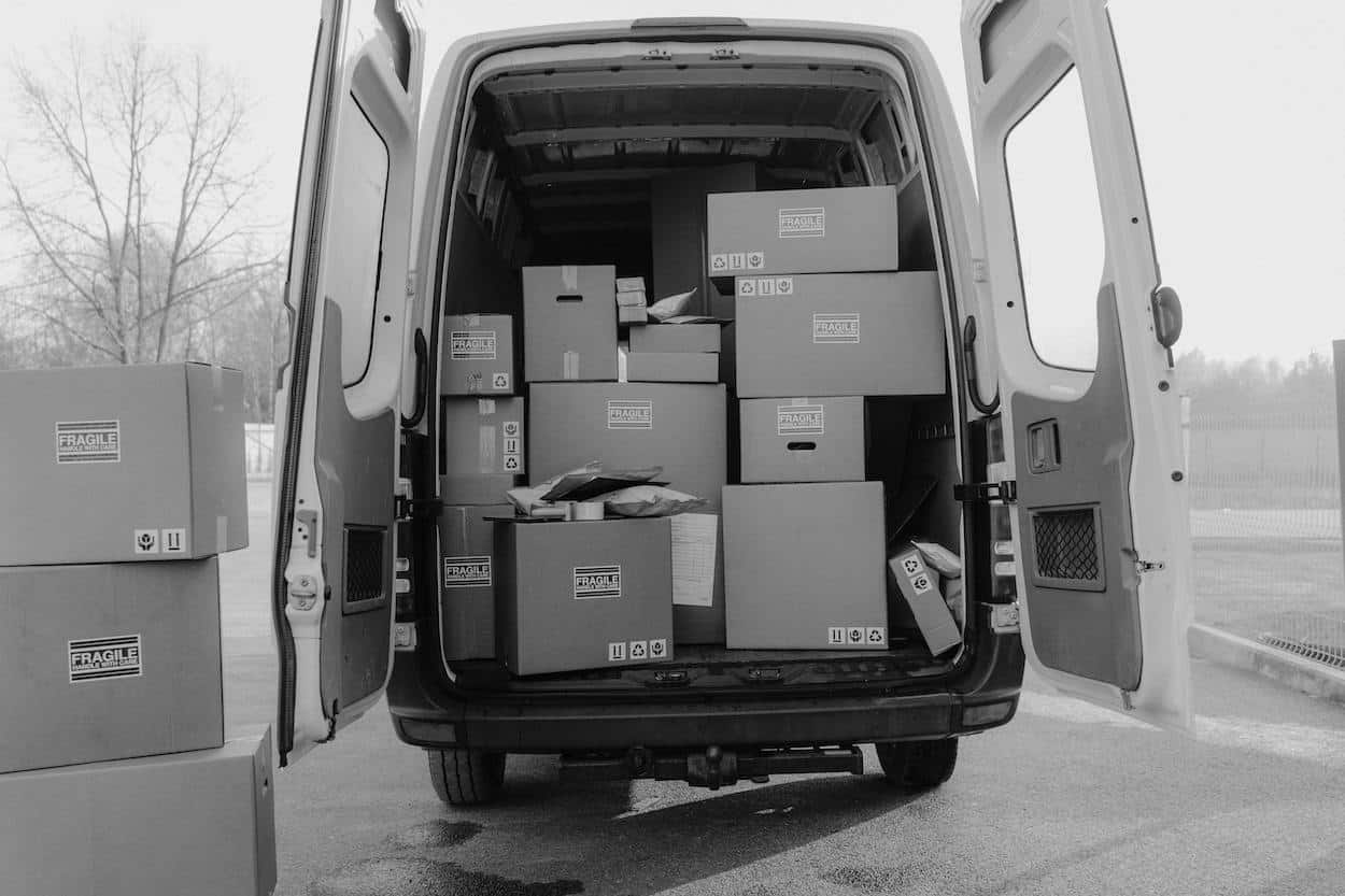 delivery truck full of packages